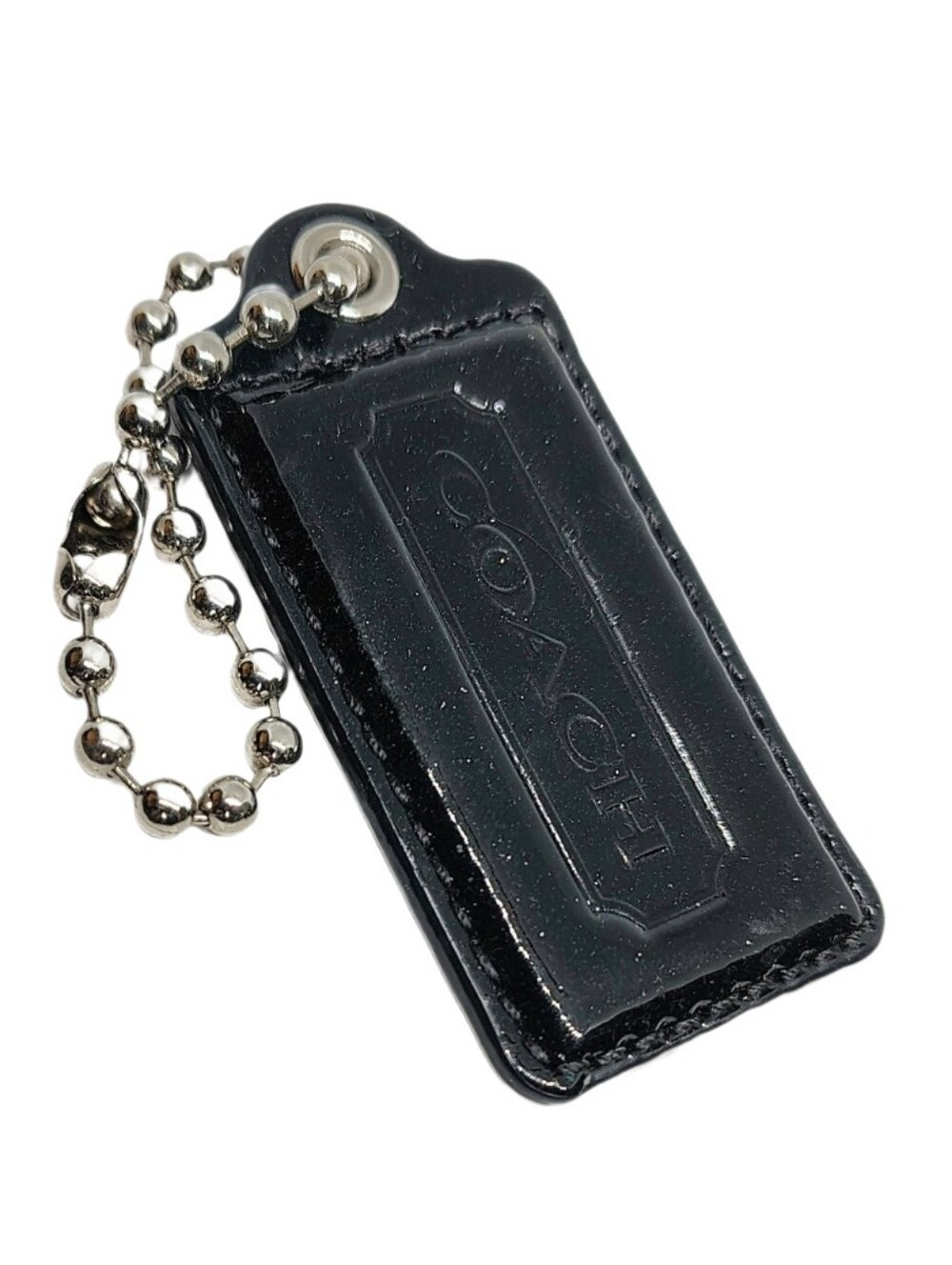 ⚫ Y2K 2.5" Coach Black Patent Leather Hangtag Bag Fob Purse Charm Keychain
